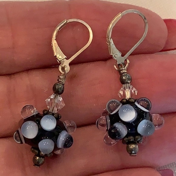 Jewelry - 💐5/25 art glass disco ball dangle drop earrings